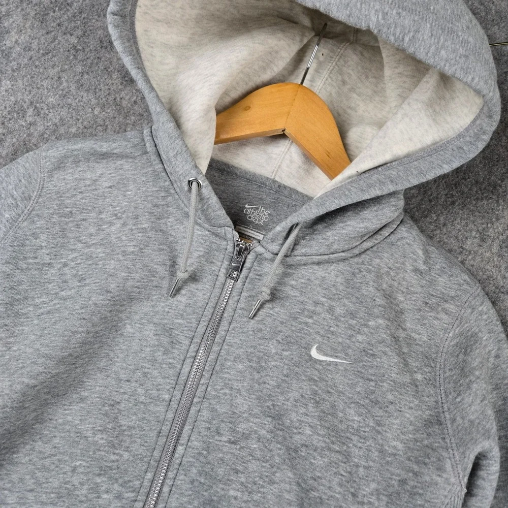 Nike Hoodie Womens Large Gray Full Zip Athletic Dept Swoosh Logo Fleece Jacket